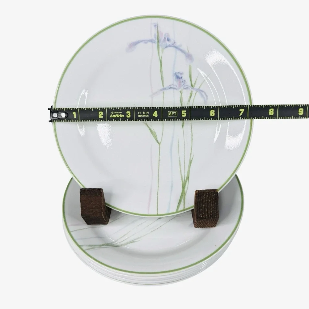 Corelle Shadow Iris Salad plates - Set of 7 - Green Edge - 7.25" Plates - Picture 6 of 6